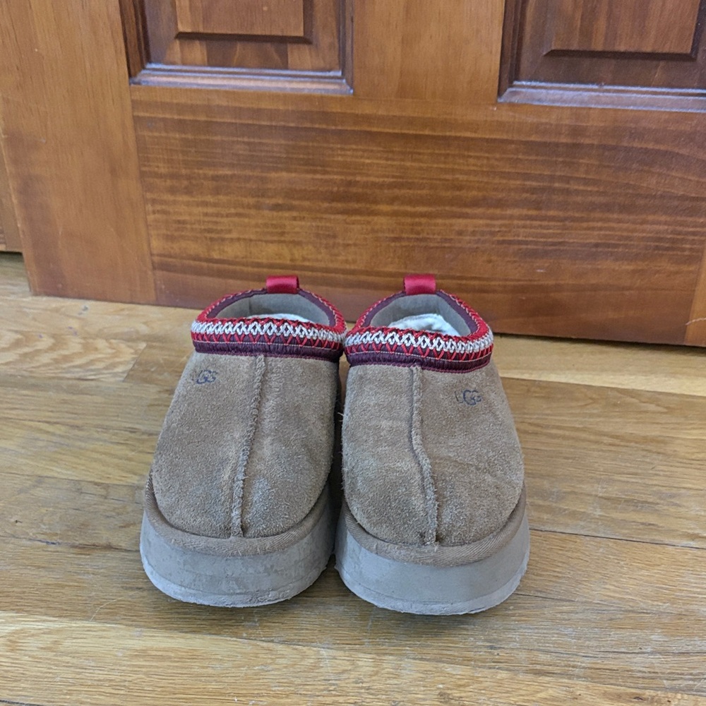UGG Brown Kids Slippers with Red Trim